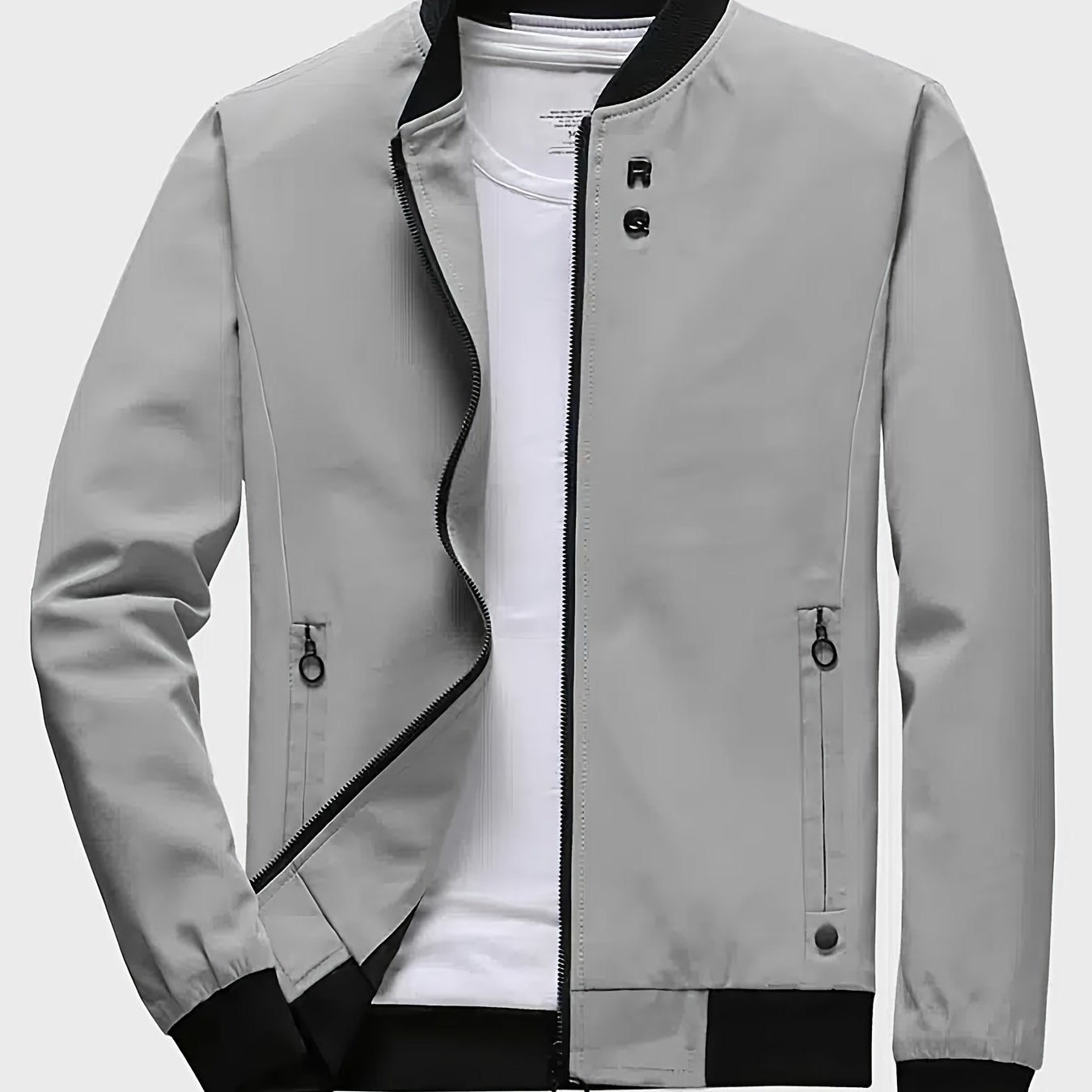 Men's Casual Zipper Pockets Zip Up Jacket