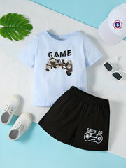 Boys Game On Gamepad Graphic Casual Outfit Set