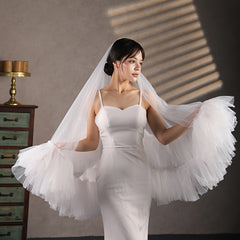 Ruffled Train Bridal Veil & Cascading Skirt