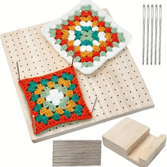 Wooden Crochet Blocking Board Set with Pins for Knitting