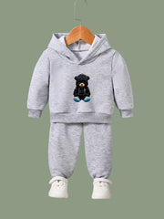 Bear Print 2pcs Girls Outfits For Sports Spring Fall Outdoor Gift