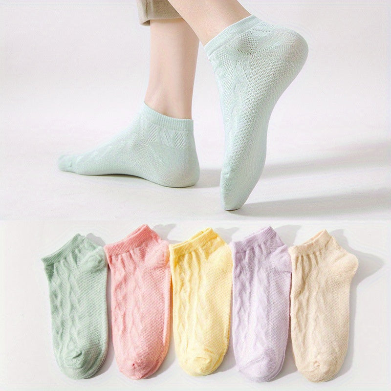 5 Pairs Girls Kids Thin Low Cut Ankle Socks for Summer