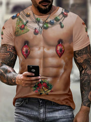 Funny Muscle Pattern Christmas Tee Shirt for Men