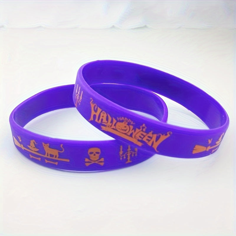 8pcs Retro Halloween Silicone Wristbands Bracelets Pumpkin Ghost Bat Fun