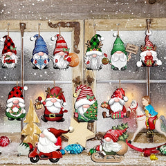 12pcs Wooden Santa Claus Christmas Ornaments DIY Decoration