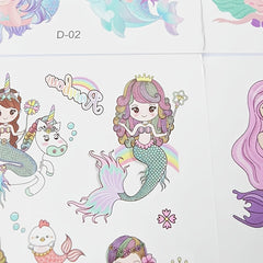 Waterproof Mermaid Tattoos for Kids - Set of 10 Sheets