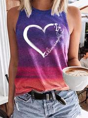 Heart Print Sleeveless Tank Top for Women