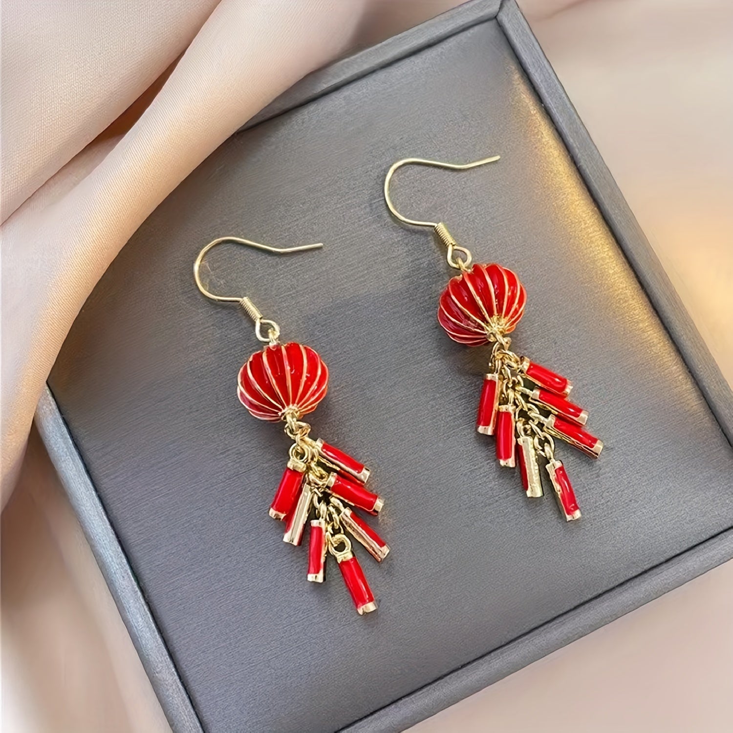 Year Earrings Lantern Firecracker Tassel Earrings For Girls