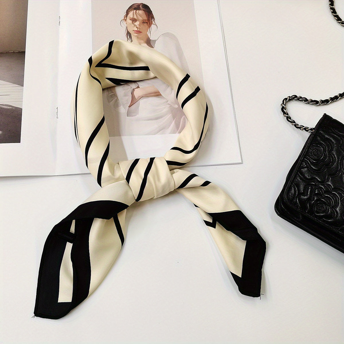 70cm Small Square Scarf Geometric Mosaic Print Casual Shawl Women's Neckerchief