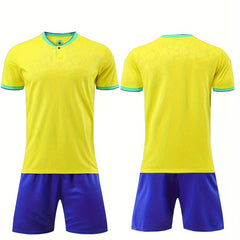 2pc Boys 10 Sports Football Training Outfit Quick Drying T-shirt&Shorts Kids