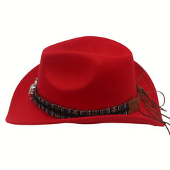 Classic Western Cowboy Hats Bull Decor Ethnic Style Felt Hats