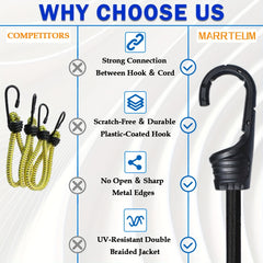 4pc Bungee Cords Hooks Elastic Rope Straps Camping Bike Luggage