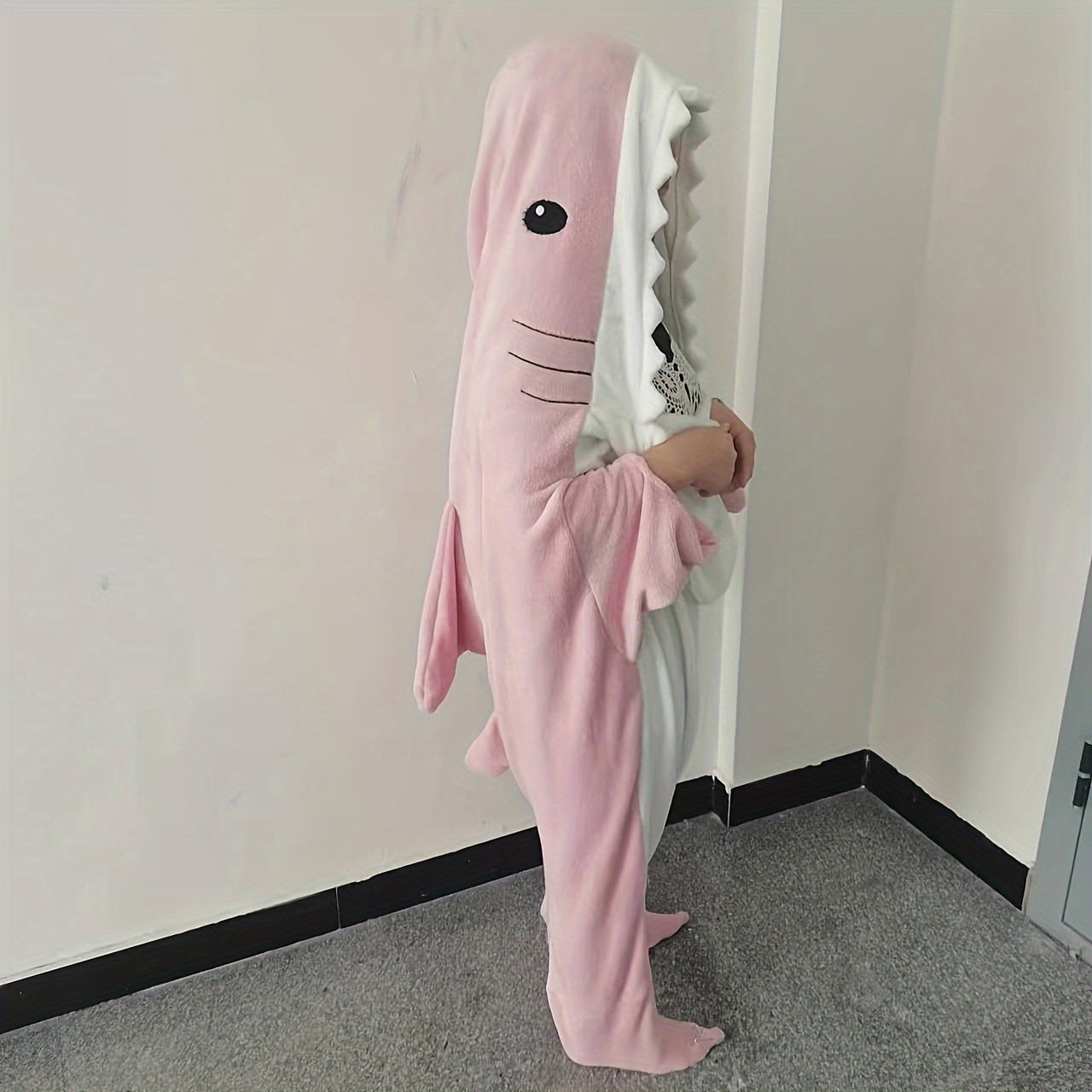 Pink Shark Blanket Soft Cozy Flannel Hoodie Sleeping Bag Wearable Shark Blanket