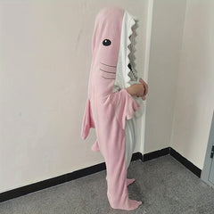 Pink Shark Blanket Soft Cozy Flannel Hoodie Sleeping Bag Wearable Shark Blanket