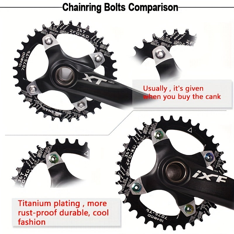 4PCS Titanium Plated Bike Chainring Bolts 6.5 8.5mm Crank Screw