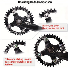 4PCS Titanium Plated Bike Chainring Bolts 6.5 8.5mm Crank Screw