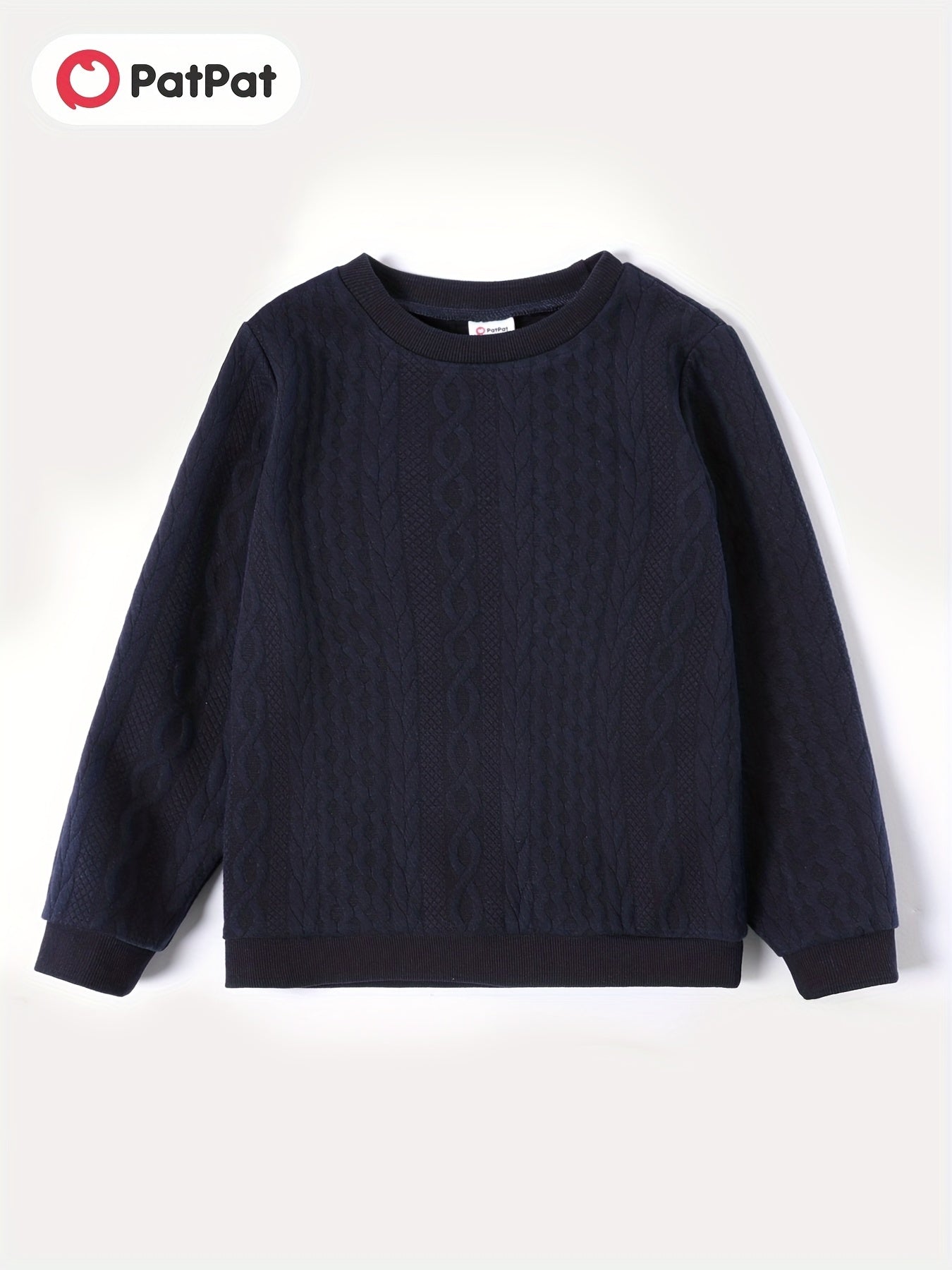 Kid Boy Casual Long Sleeve Cable Knit Sweatshirt