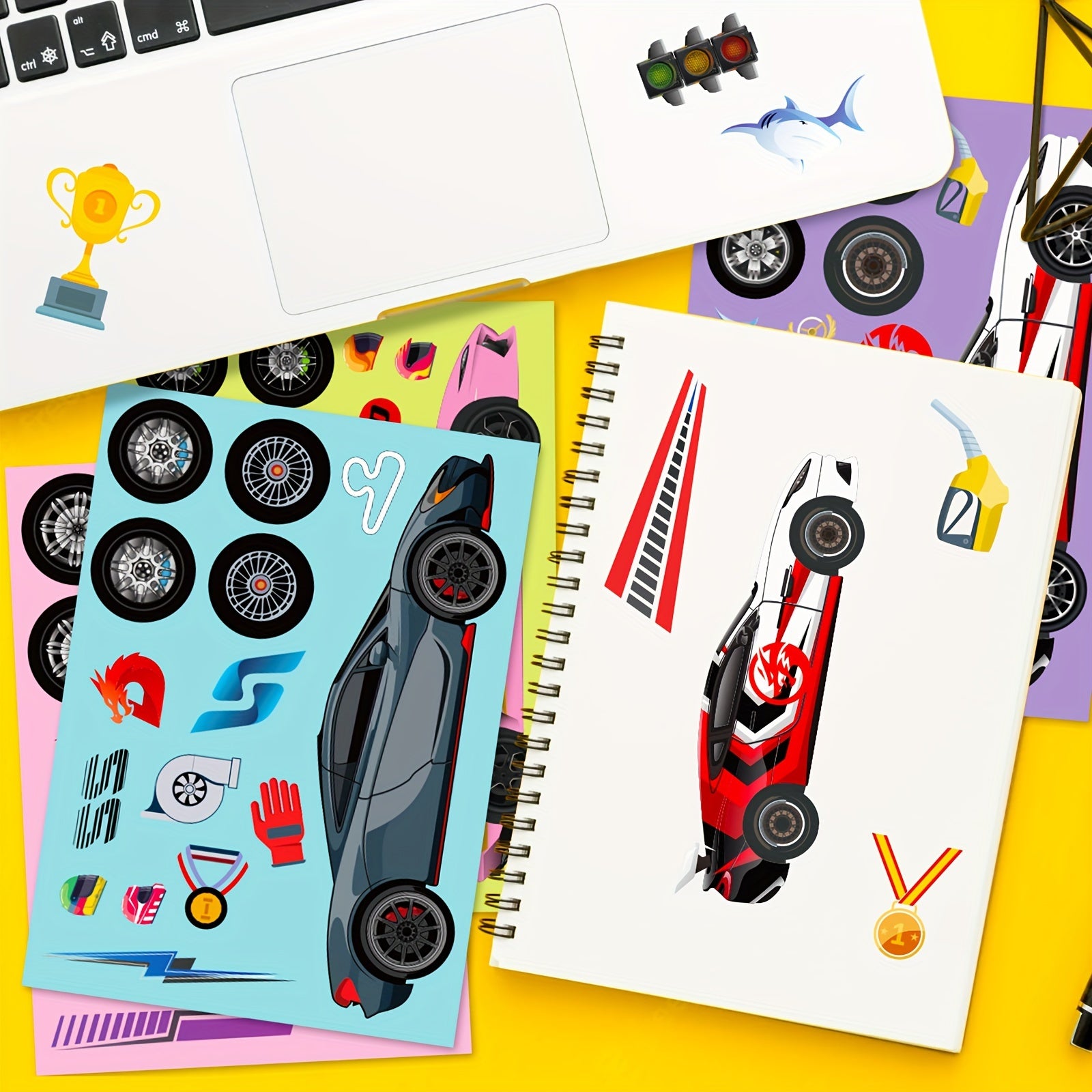 6 Sheets Sports Car Assembly Puzzle DIY Stickers
