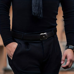Men's Leather Auto Buckle Belt Top Cowhide Business Belt
