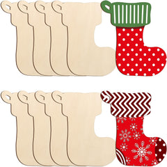 10pcs Large Wooden Christmas Socks DIY Ornaments for Crafts Decor