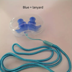 Anti-mute Earplugs w/ Lanyard for Learning Swimming