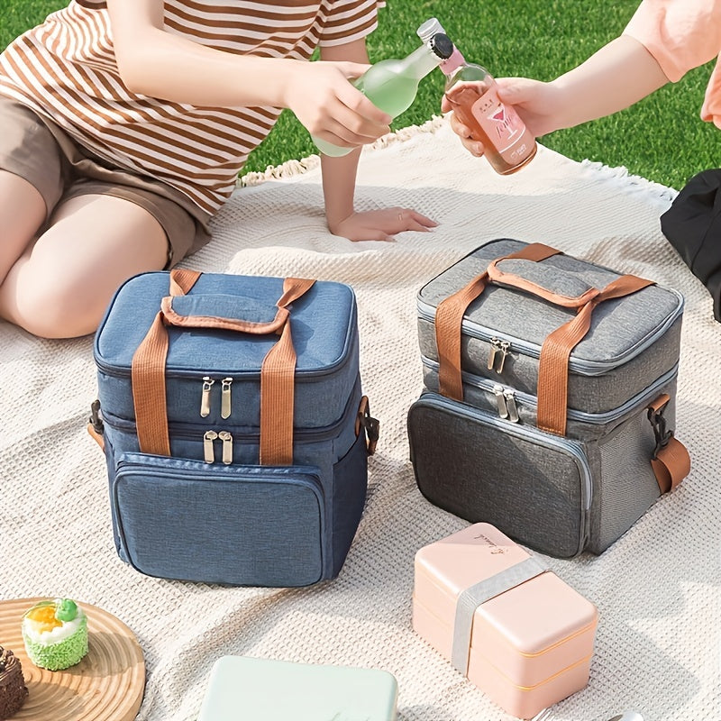Large Capacity Double Layer Picnic Bag for Outdoor Travel