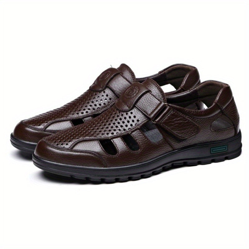 Men's Breathable Closed Toe Hollow Out Sandals with Adjustable Buckle