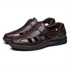 Men's Breathable Closed Toe Hollow Out Sandals with Adjustable Buckle