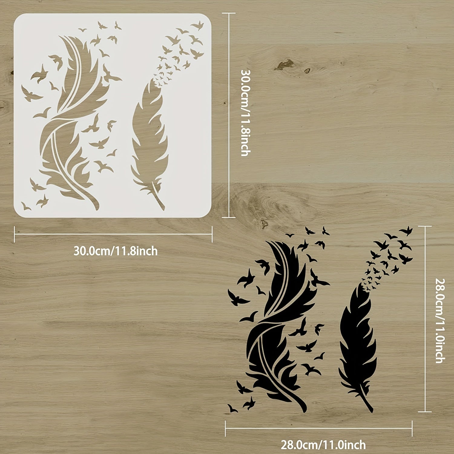 Bird Feather Stencils - Wood, Canvas, Paper - Variety of Sizes