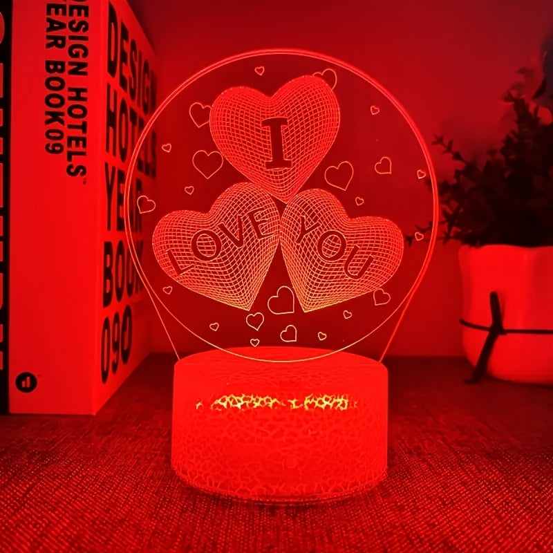 3D I Love You Illusion Lamp Night Light 16 Colors Smart Touch Remote Control