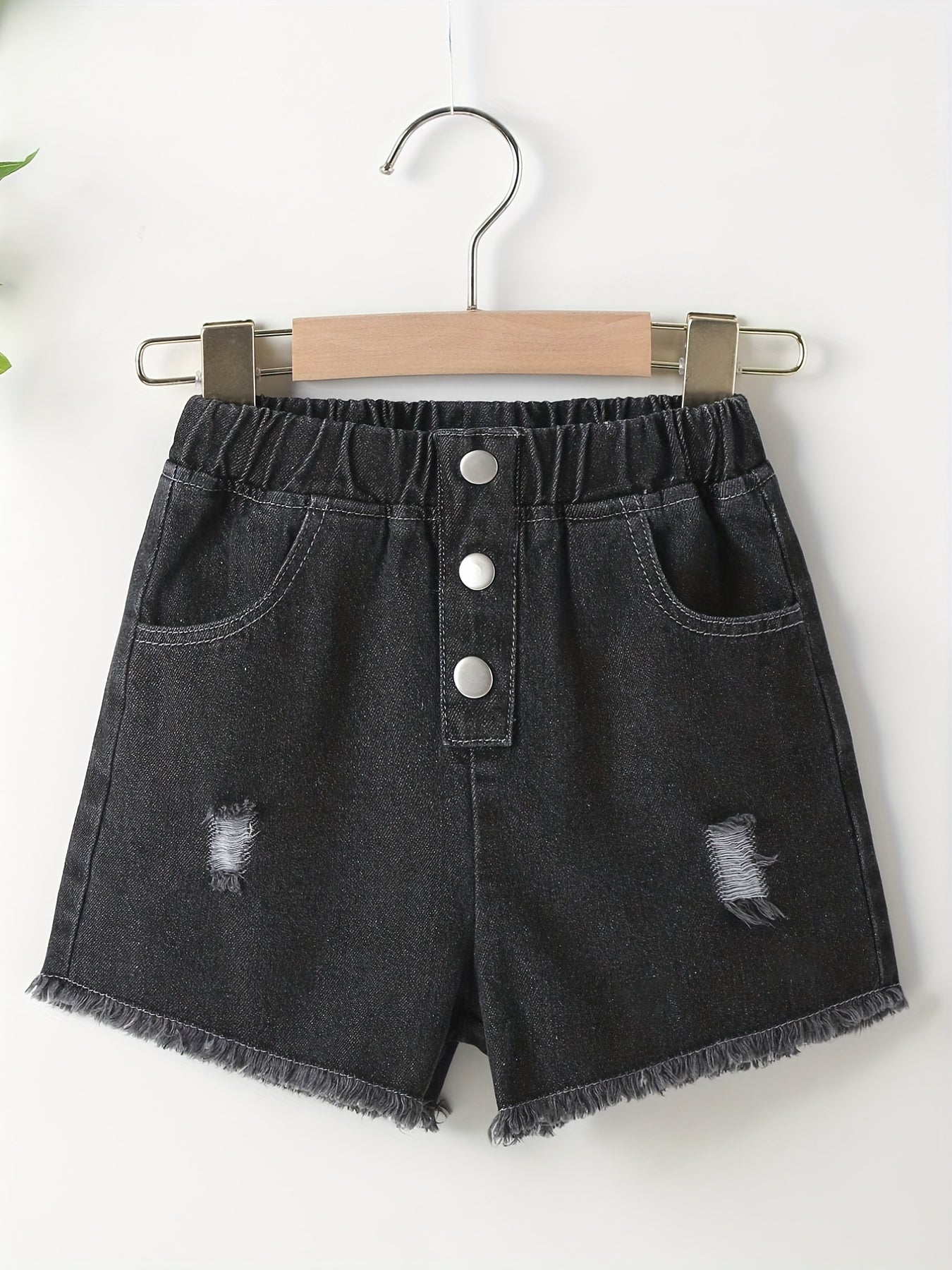 Girls' Casual Ripped Denim Shorts For Summer