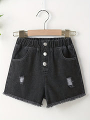 Girls' Casual Ripped Denim Shorts For Summer