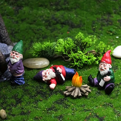 4pcs Mini Gnomes Resin Statues for Fairy Garden & Bonsai Decor