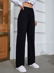 High Waist Wide Leg Straight Jeans Women's Denim Pants