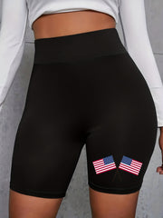 Women's Plus Flag Print High Rise Biker Shorts