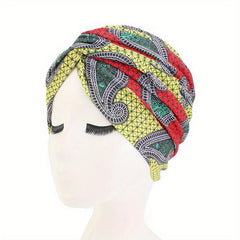 Paisley Plaid Print Turban Cap Boho Bonnet Head Wrap
