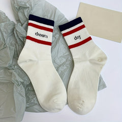 Striped Print Mid Tube Socks for Women