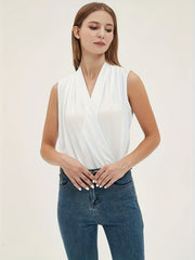 Solid Sleeveless Ruched Top for Women