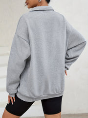 1990 Print Pullover Sweatshirt Long Sleeve Polo Collar for Fall & Winter