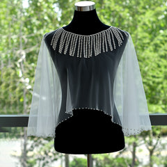 Bohemian Wedding Shawl Capelet Lightweight Nylon Bridal Cover Up Tassel Details