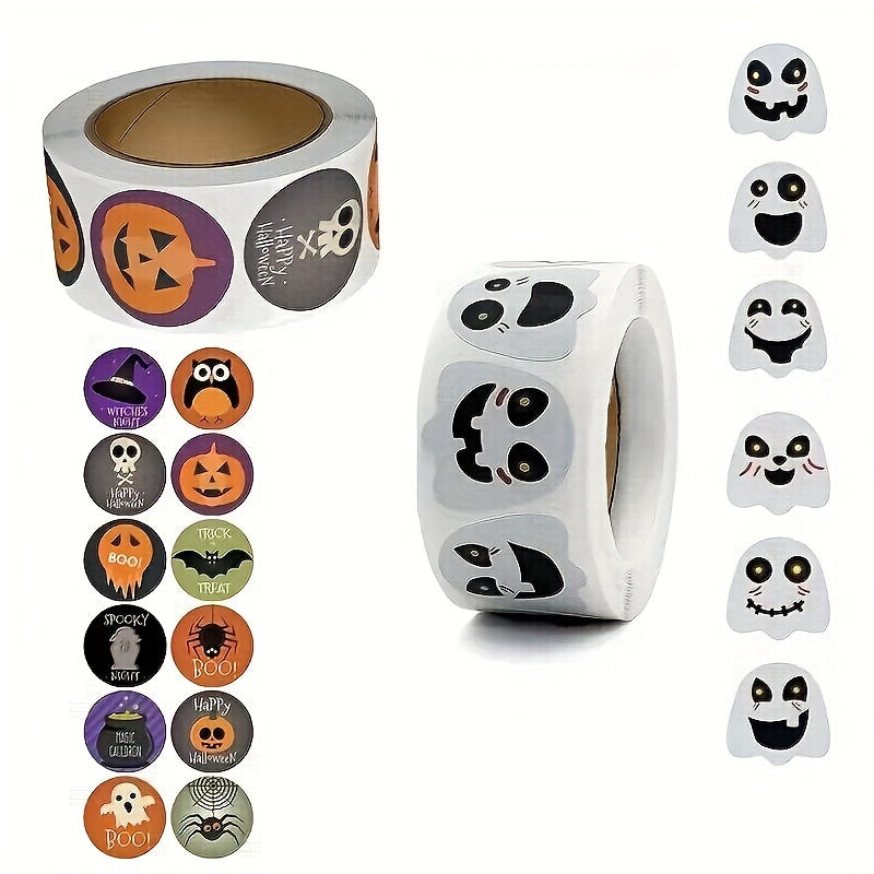 500 Halloween Stickers Pumpkin Bat Spider Round Seal Label