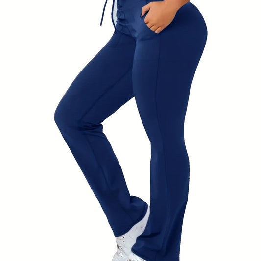 Lace Waistband Flared Leg Yoga Trousers