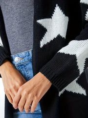 Star Print Open Front Cardigan
