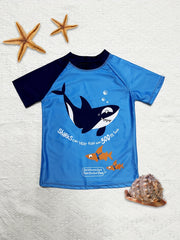 Toddler Boys Shark Swimsuit Set Short Sleeve Top & Shorts & Cap