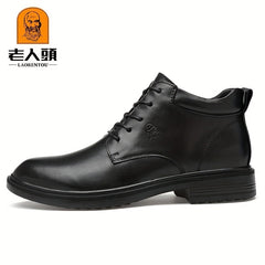 Men's Lace up PU Leather Boots Casual Comfy Walking Shoes