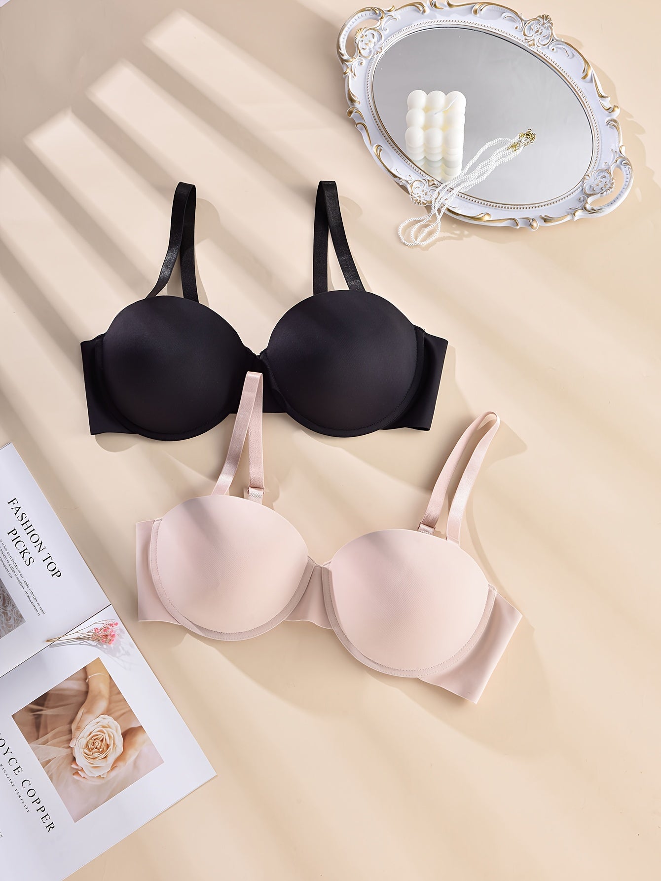 Women's Plus Soft Full Cover Molded Cup Underwire Bra Set