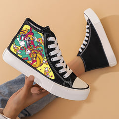 Girl's Cartoon High Top Skate Shoes Non Slip Lace Up Sneakers