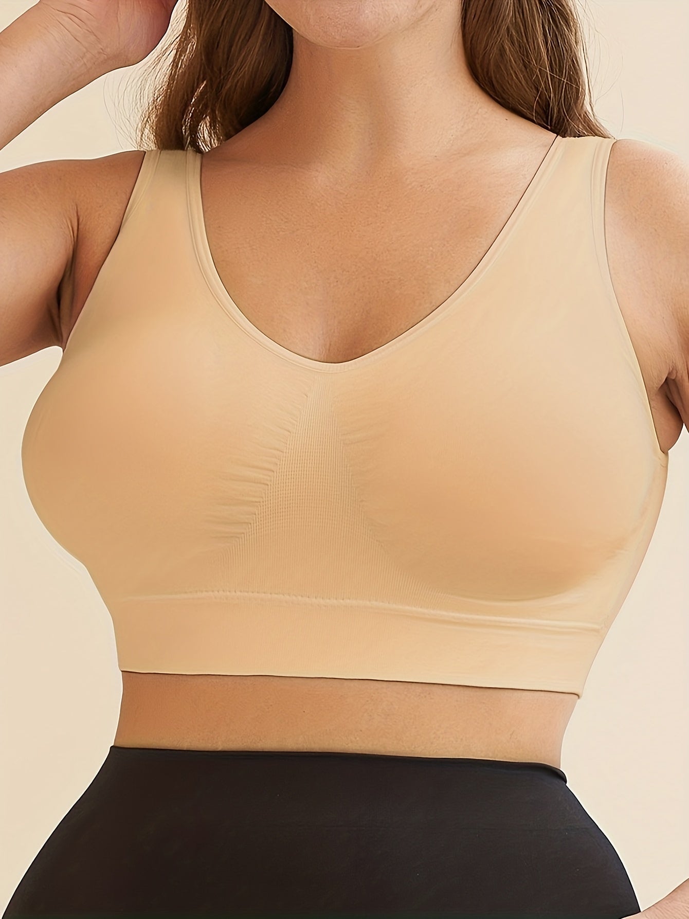 Sports Bra Seamless V Neck Padded High Stretch Running Yoga Bra