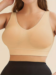 Sports Bra Seamless V Neck Padded High Stretch Running Yoga Bra