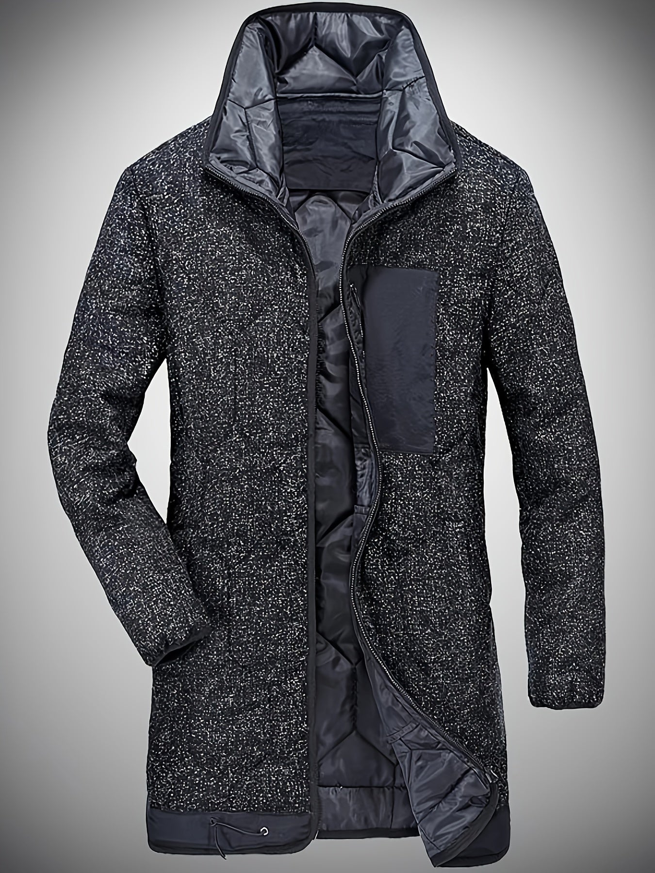 Men's Thickened Trench Coat Zip Up Overcoat for Fall Winter